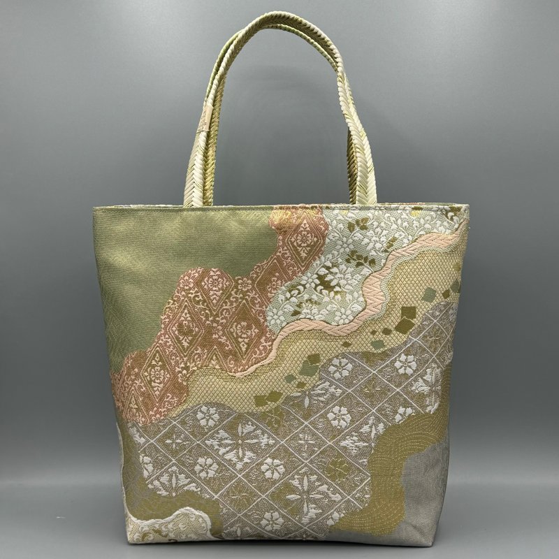 Kimono Obijime Remake Tote bag - Handbags & Totes - Silk Green