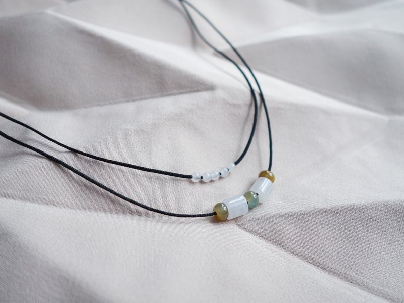 路路通・冰種老種三彩玉珠翡翠項鍊・緬甸玉・天然石・珊瑚 - 項鍊 - 玉石 