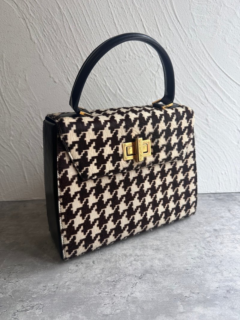 Extremely rare second hand Celine horsehair houndstooth handbag - Handbags & Totes - Other Materials 