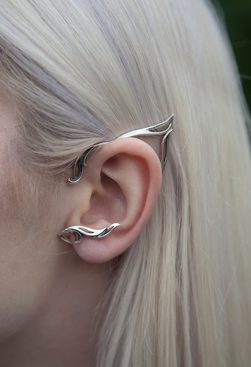 Silver elf ear cuff, elf ears - Earrings & Clip-ons - Sterling Silver Silver