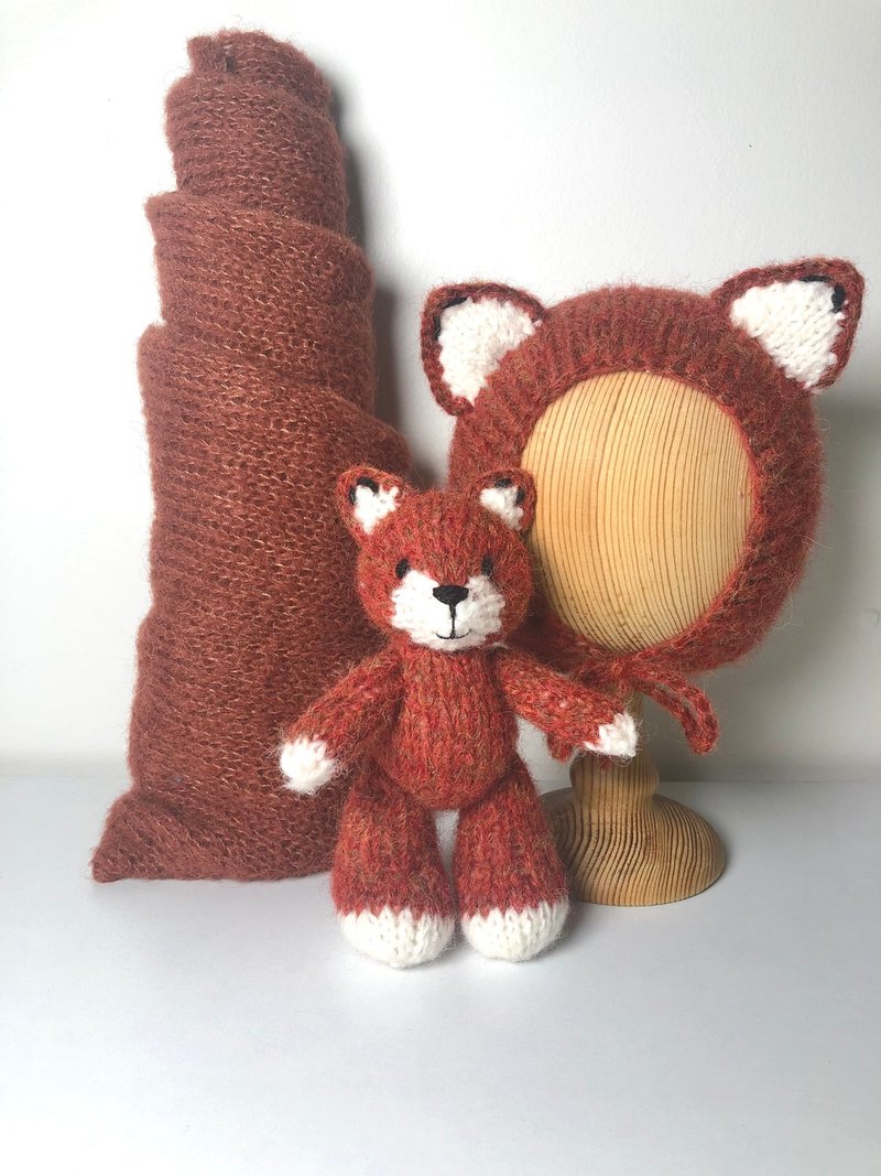 Newborn photo prop fox set - 嬰兒手鍊/飾品 - 羊毛 橘色