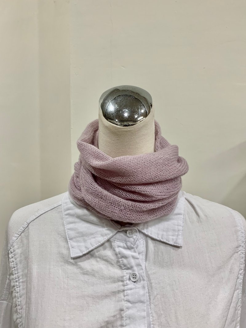 Light pink cicada wing scarf. Premium wool scarf. Premium softness. About 25g. Can be wound 2 times - ผ้าพันคอถัก - ขนแกะ 