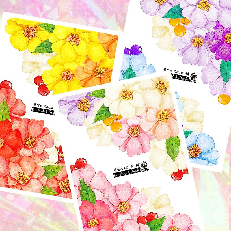 *Pemberley Rose Corner Deco Stickers (3colors) - 貼紙 - 紙 