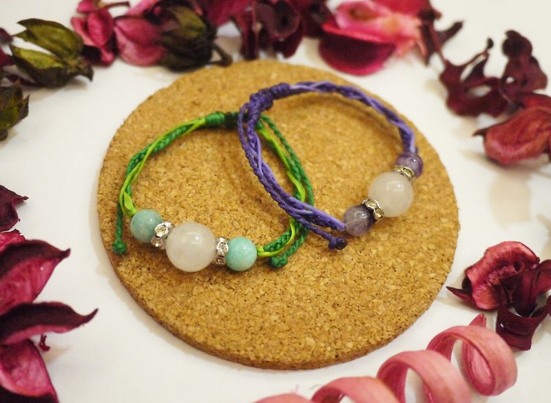 Quiet jade braided bracelet B - Bracelets - Other Materials Multicolor
