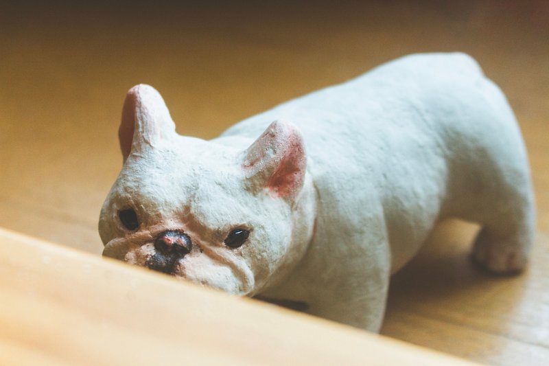 French Bulldog Figurine Everyday Life Home Decor - ของวางตกแต่ง - เรซิน ขาว