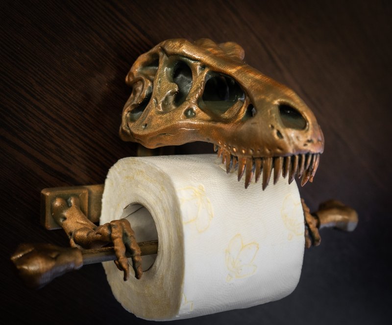 T-Rex Toilet Paper Holder 3D Printed - Bathroom accessories - 衛浴用品/浴室收納 - 塑膠 金色