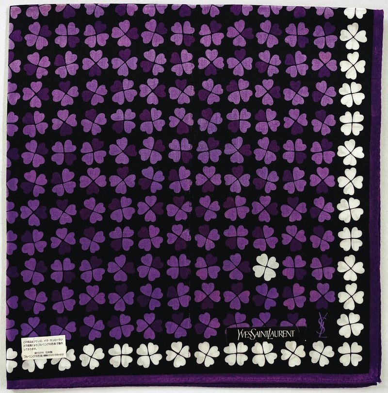 Yves Saint Laurent Vintage Handkerchief Lucky 4 Cover Leaf 20 x 20 inches - Handkerchiefs & Pocket Squares - Cotton & Hemp Purple