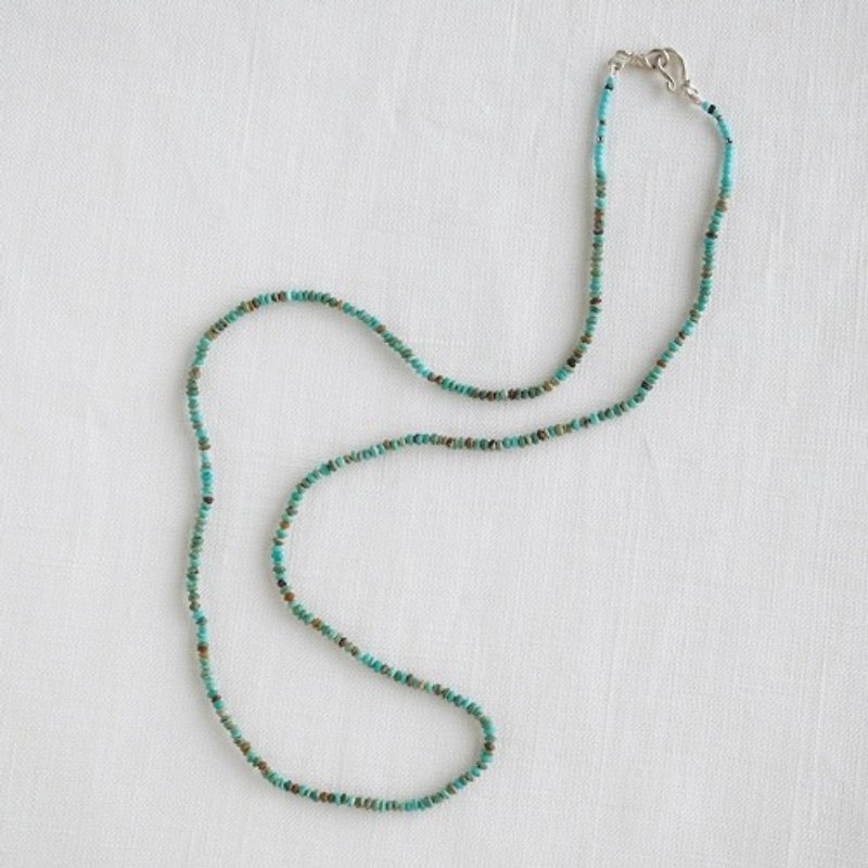 Turquoise bead necklace 50cm [OP760] - สร้อยคอ - เครื่องเพชรพลอย 