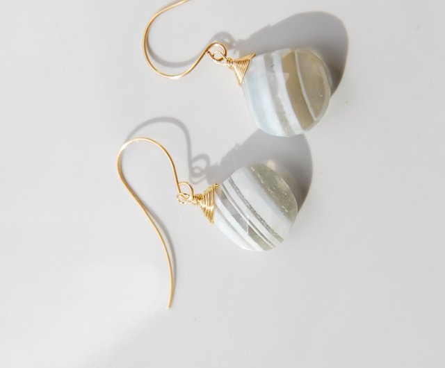 14kgfブルーカラーオパールマロンカットピアスイヤリング マロンカットブルーオパールのピアス no,1 14kgf - ショップ