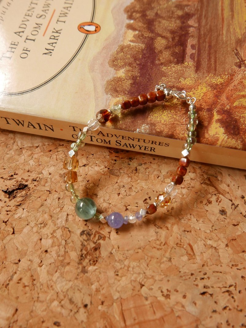 Natural stone bracelet/green blue crystal/ Stone - Bracelets - Stone Multicolor