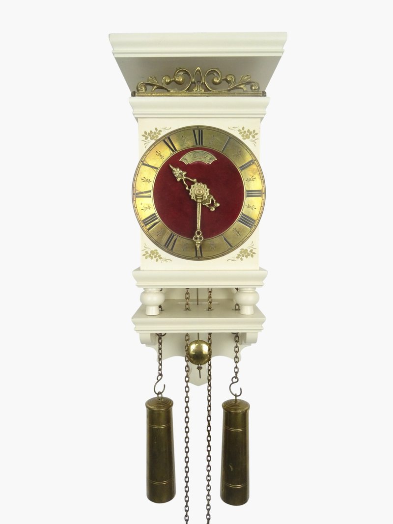 Antique Vintage Warmink Wuba Wall Clock – Mid-Century Large Wooden Clock - 時鐘/鬧鐘 - 木頭 咖啡色