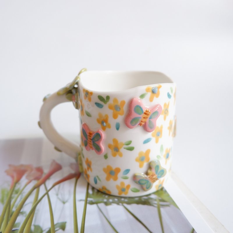 Hand built ceramic cup | daisy 3 | ceramic handmade mug - Mugs - Pottery Yellow