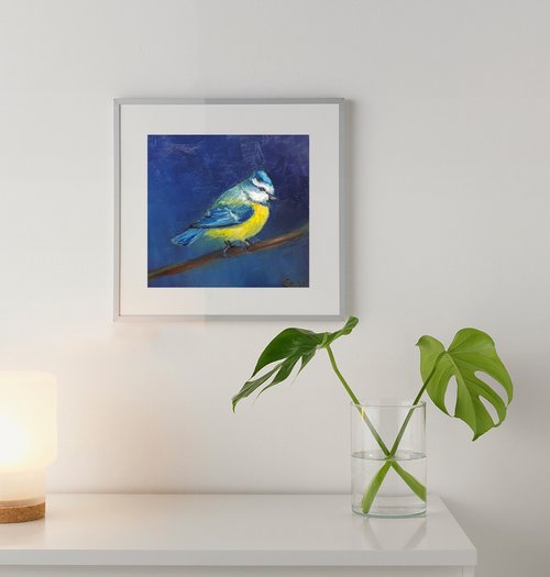 クマガイモリカズ　油絵　お盆　鳥 クマガイモリカズ 油絵 お盆 鳥