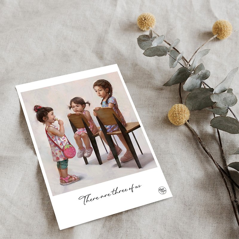 Illustrated postcard -  There are three of us. - Cards & Postcards - Paper 