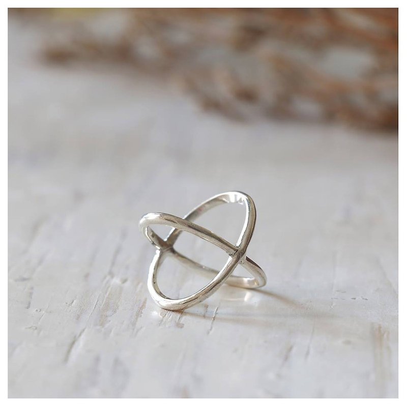 cross ring x Minimal ring Smooth handmade lady women Girl silver thin modern  - General Rings - Other Metals Silver