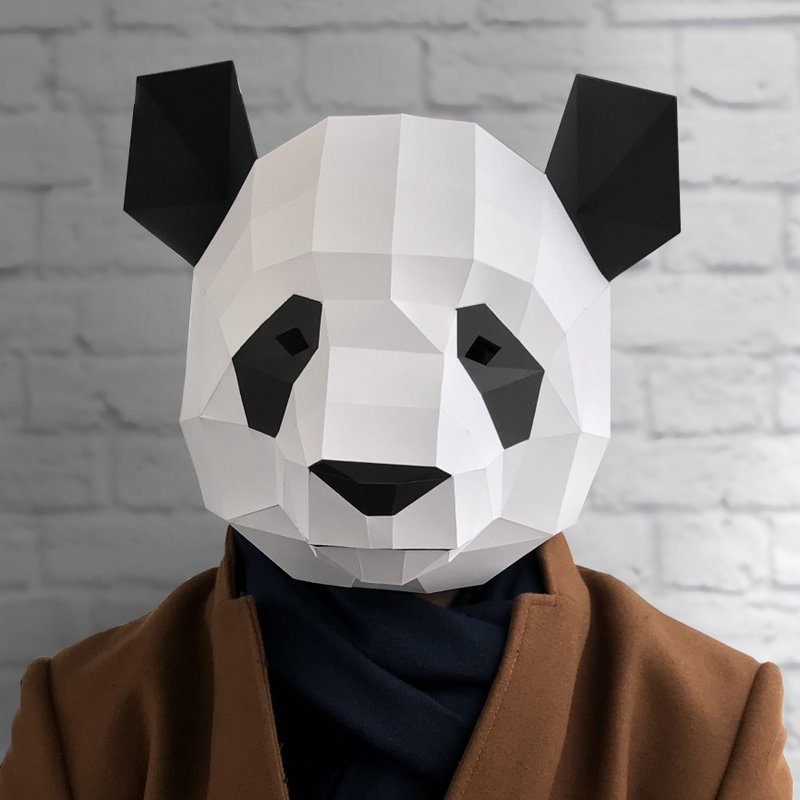 Panda Mask Papercraft, Bear Mask, Pdf, Gurko, Pepakura, Template, 3D Origami - 手工藝教學/工具書 - 其他材質 