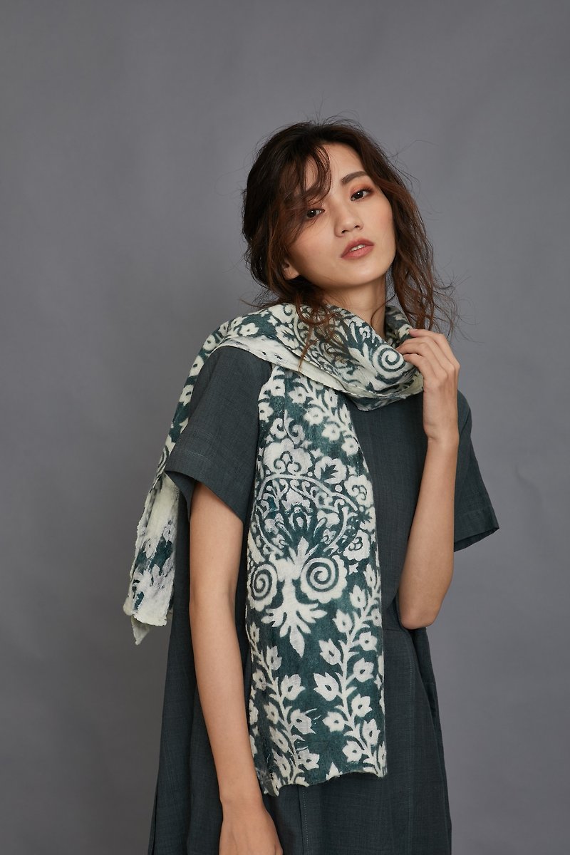 冥想曼陀羅圍巾-綠-公平貿易 - 圍巾/披肩 - 羊毛 綠色