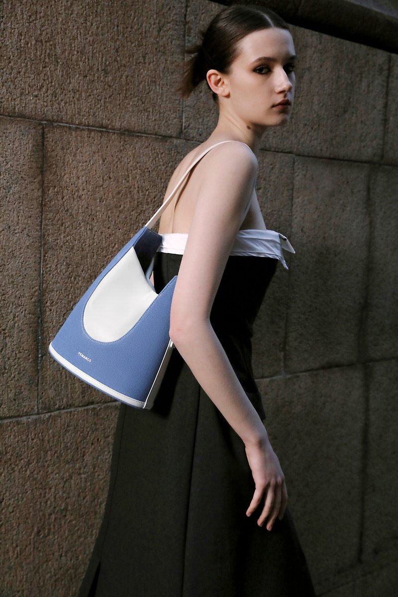 Femance Vessel 牛仔 手提包 側背包 原創設計 小眾品牌 - 側背包/斜背包 - 真皮 藍色