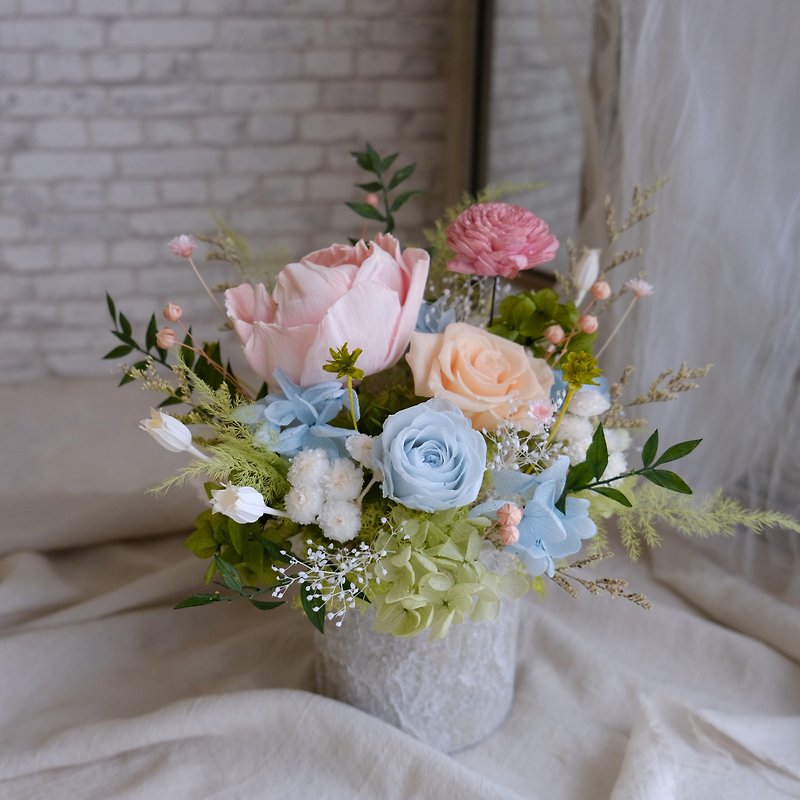 【Eternal flower potted flower】Eternal life flower/dry flower/congratulations/pink green/blue/opening potted flower/potted flower/ - Plants - Plants & Flowers Pink