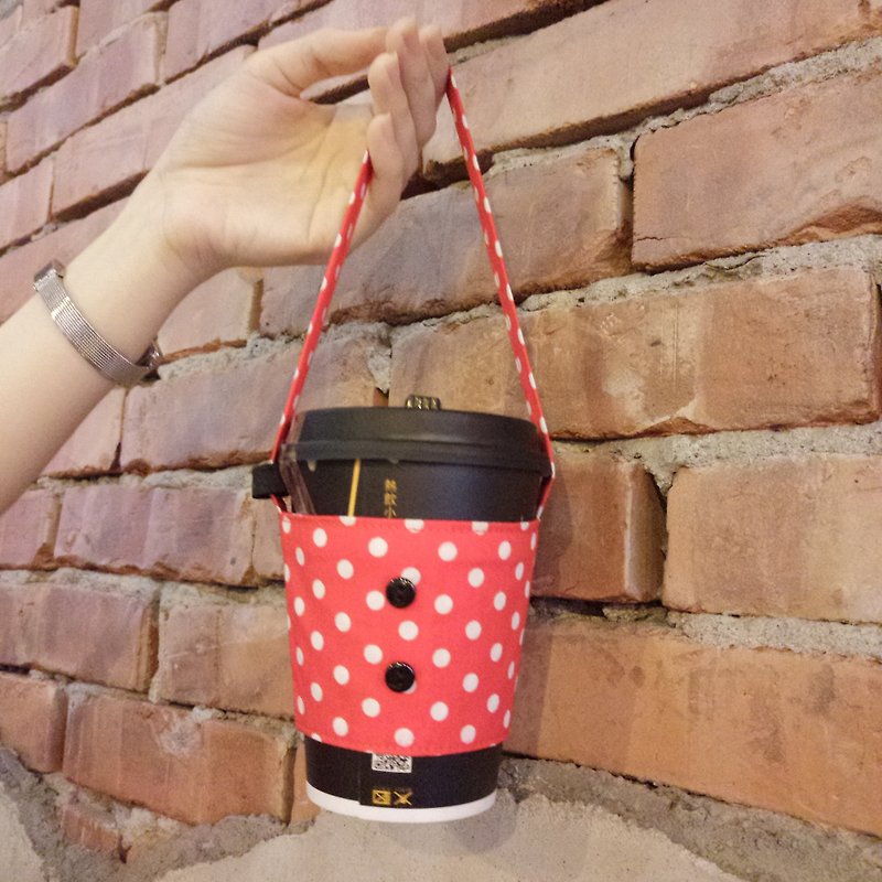 [Subtractive cloth hand-made] beverage bag - Minnie's skirt - Beverage Holders & Bags - Cotton & Hemp Red