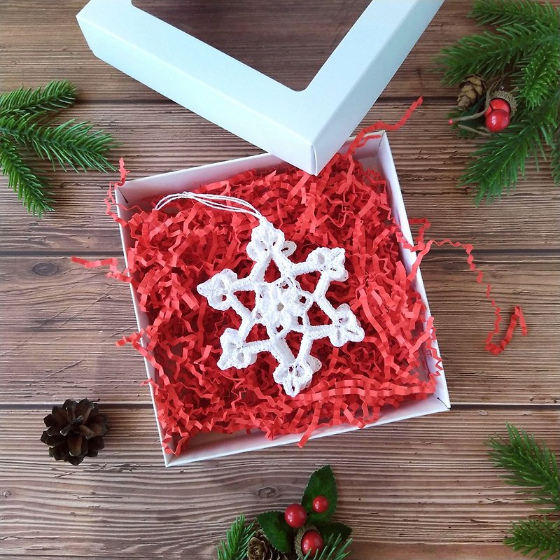 Christmas snowflake ornament, Small Christmas decorations tree, 雪花聖誕飾品, 聖誕節裝飾品 - 裝飾/擺設  - 棉．麻 白色