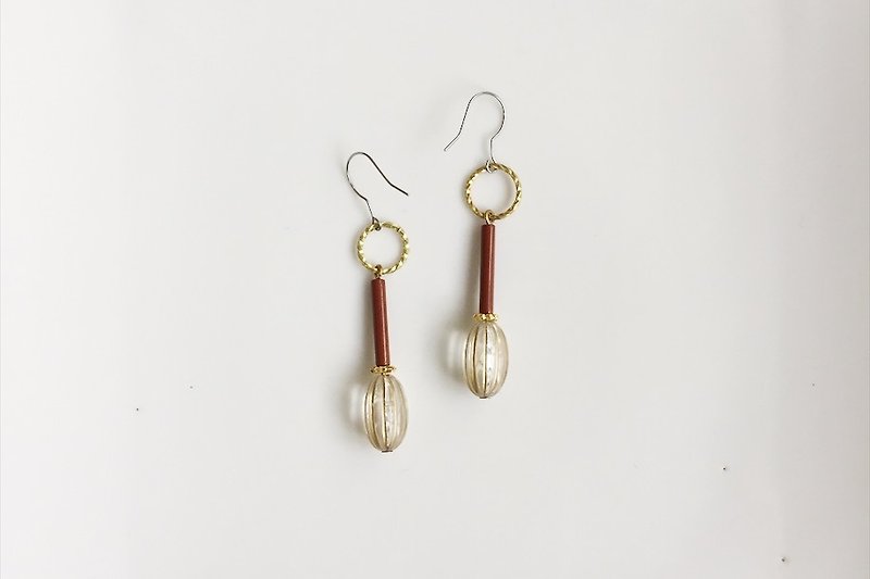 Choco antique resin earrings (only ㄧ pay) - Earrings & Clip-ons - Gemstone Brown
