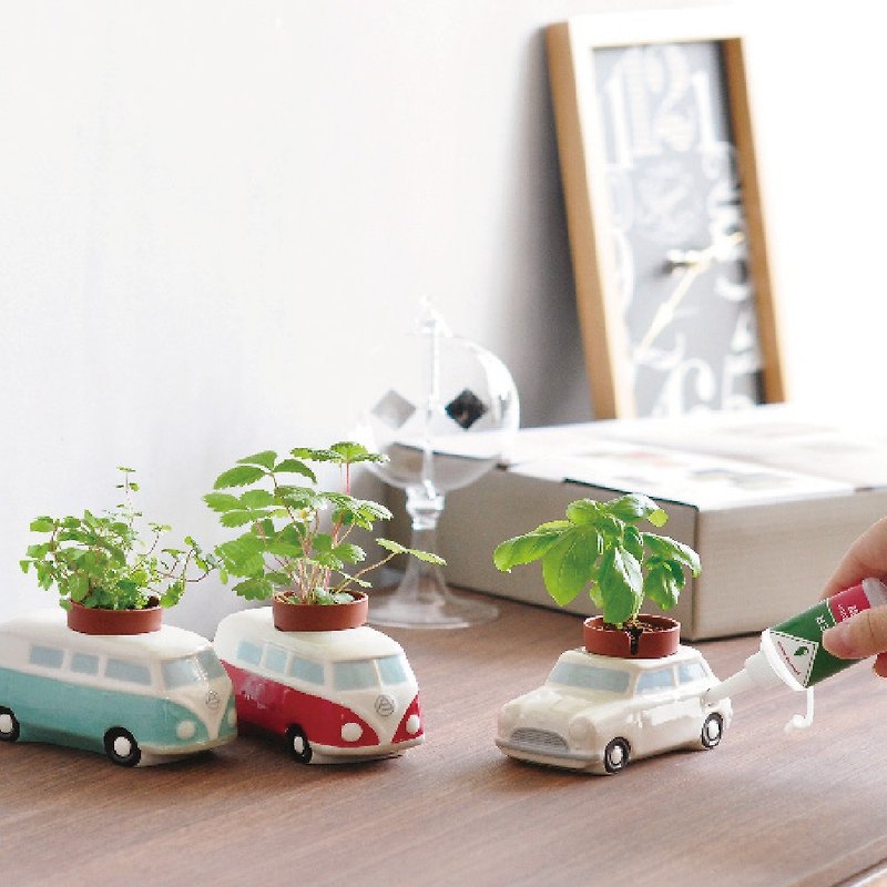 Auto Plants Car Retro Car Hydroponic Planting Pot Set - ตกแต่งต้นไม้ - ดินเผา สีแดง