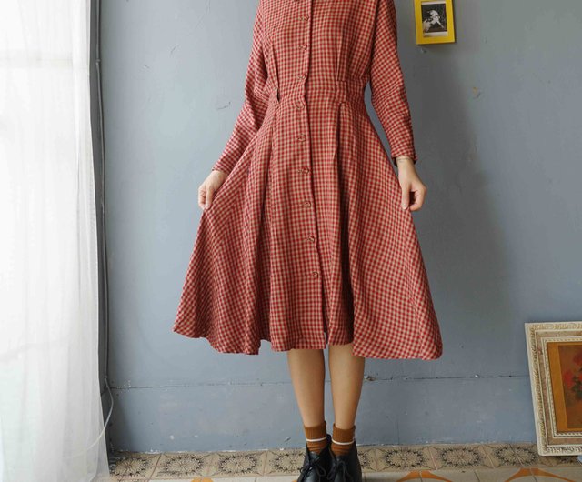 Treasure hunt vintage country style red check woolen sleeves and