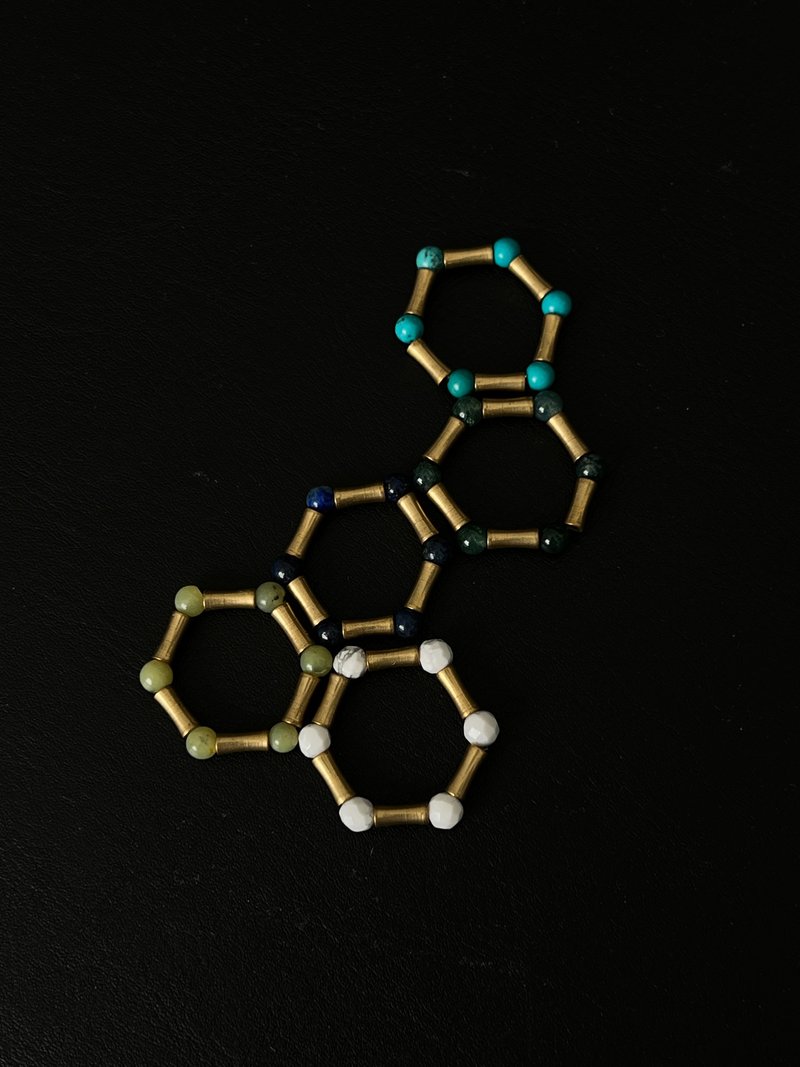 小行星-多色天然石彈性戒指 / 可訂製 - 戒指 - 水晶 多色