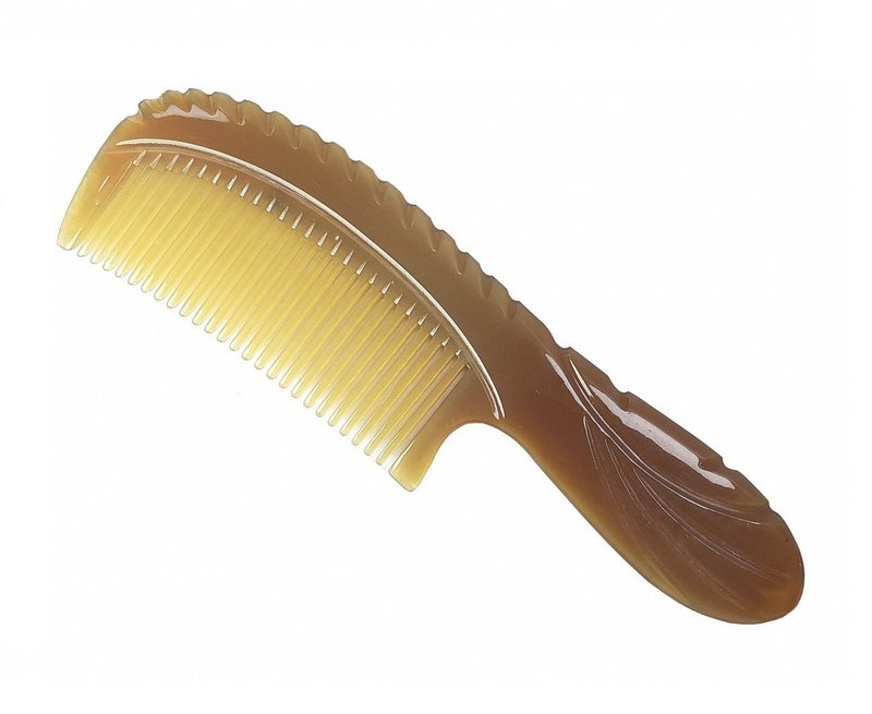 Hair Combs Anti-Static and Dandruff Resistant Handmade Hair Side Combs Cow Horn. - 髮夾/髮圈 - 環保材質 咖啡色