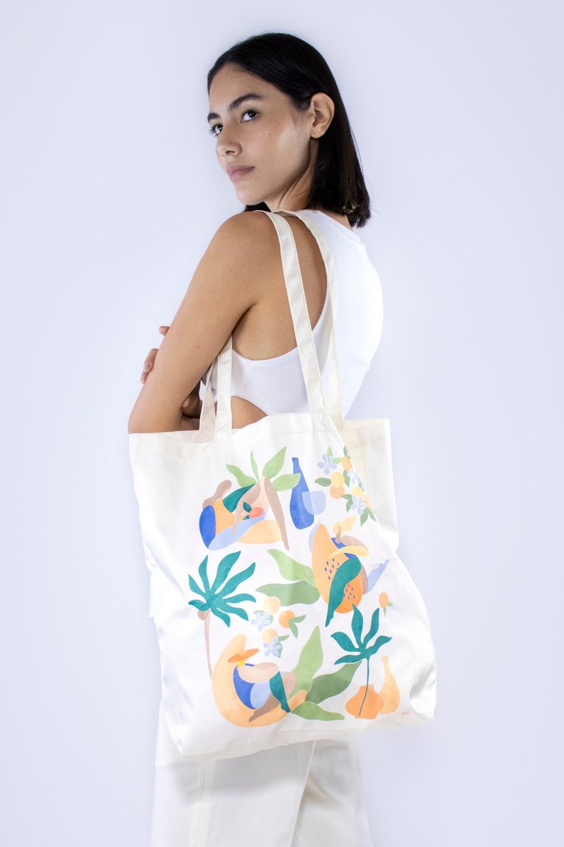 British Kind Bag-Eco-friendly Tote Bag-Maggie Co-branded-Fruit Cottage - กระเป๋าถือ - วัสดุอีโค สีเหลือง