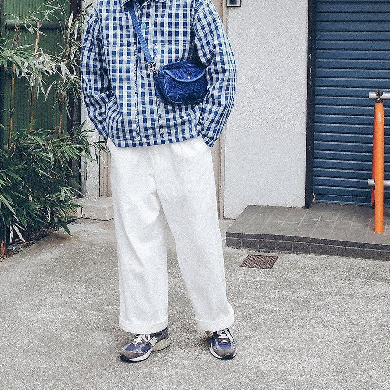 Japanese matching skin-friendly fabrics, spring, Japanese tailoring, casual pants, loose models, drawstring, white straight pants - กางเกงขายาว - ผ้าฝ้าย/ผ้าลินิน ขาว