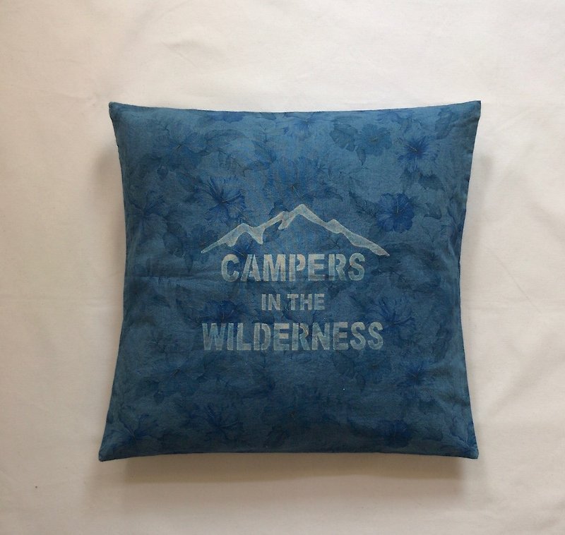 Made in Japan Cushion Cover CAMPERS IN THE WILDERNESS Cushion Indigo dyed Indigo dyed flower lover pattern