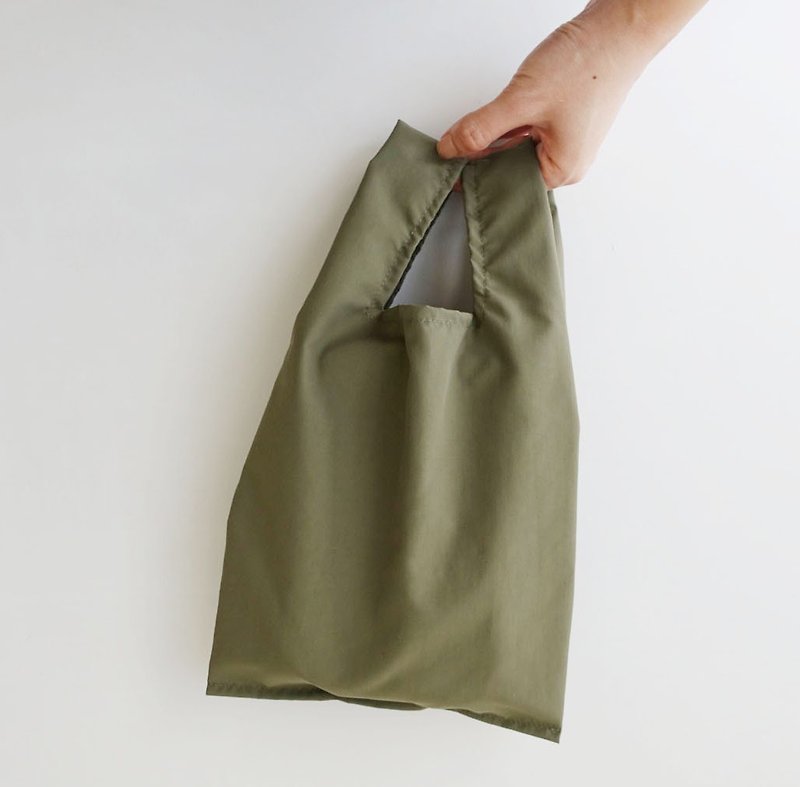 環保小型購物袋  飲料食物提袋  橄欖綠 素面 - 手提包/手提袋 - 防水材質 綠色