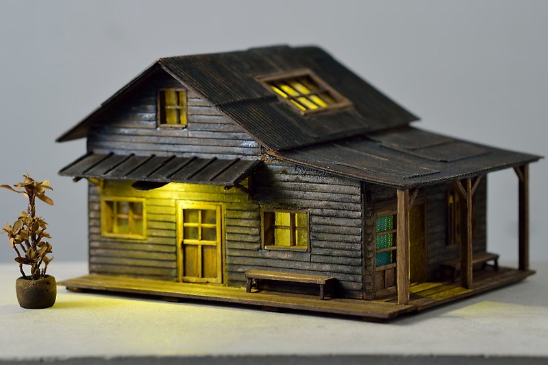 Creation of old Cement house--old house with attic skylight (customized) - Items for Display - Cement Brown
