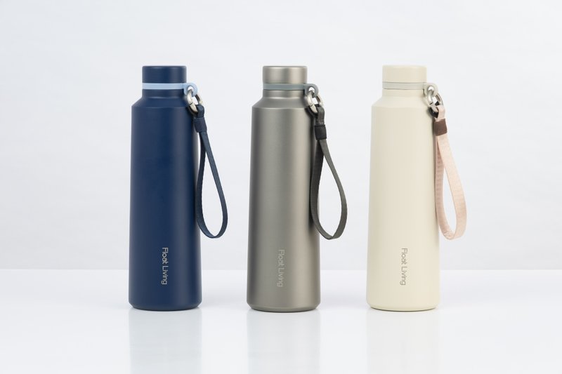 鈦羽瓶 / 鈦原色 / 純鈦無塗層掛繩保溫瓶800ml - 保溫瓶/保溫杯 - 其他金屬 銀色