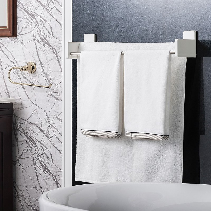 3M 17722 Non-marking extremely clean waterproof storage series-double-layer retractable towel rack - อุปกรณ์ห้องน้ำ - วัสดุอื่นๆ ขาว