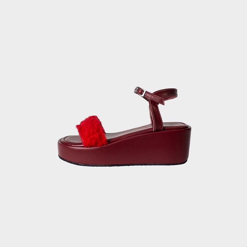 Judii les shu wedge sandal ,Ankle strap platform sandal - 高跟鞋/跟鞋 - 其他材質 紅色