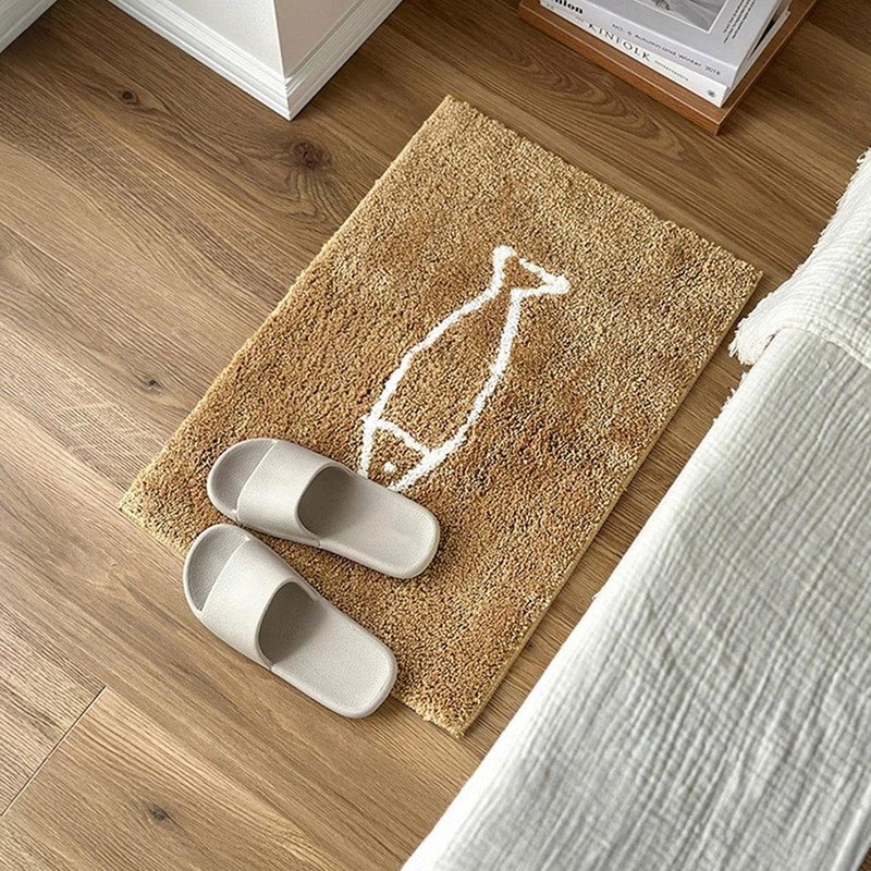 日本霜山 小魚塗鴉防滑吸水快乾浴室踏墊(大)-48x76cm-多色可選 - 地墊/地毯 - 其他材質 卡其色