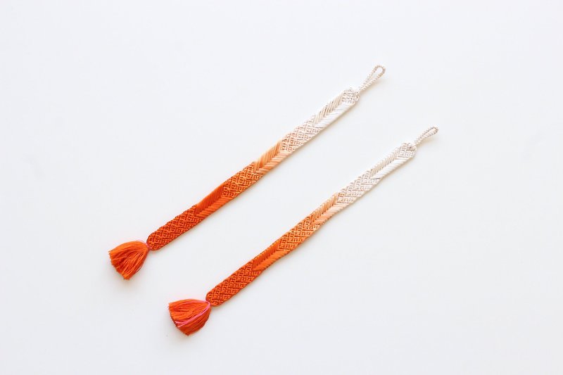 orange ombre haori himo, EXCELLENT VINTAGE, keychain /3974 - 編織/刺繡/羊毛氈/縫紉 - 絲．絹 橘色
