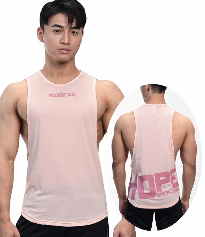 X-stretch 極致彈韌 - Hope 大側挖下弧度運動背心 - 淡粉色 - 男背心 - 聚酯纖維 粉紅色