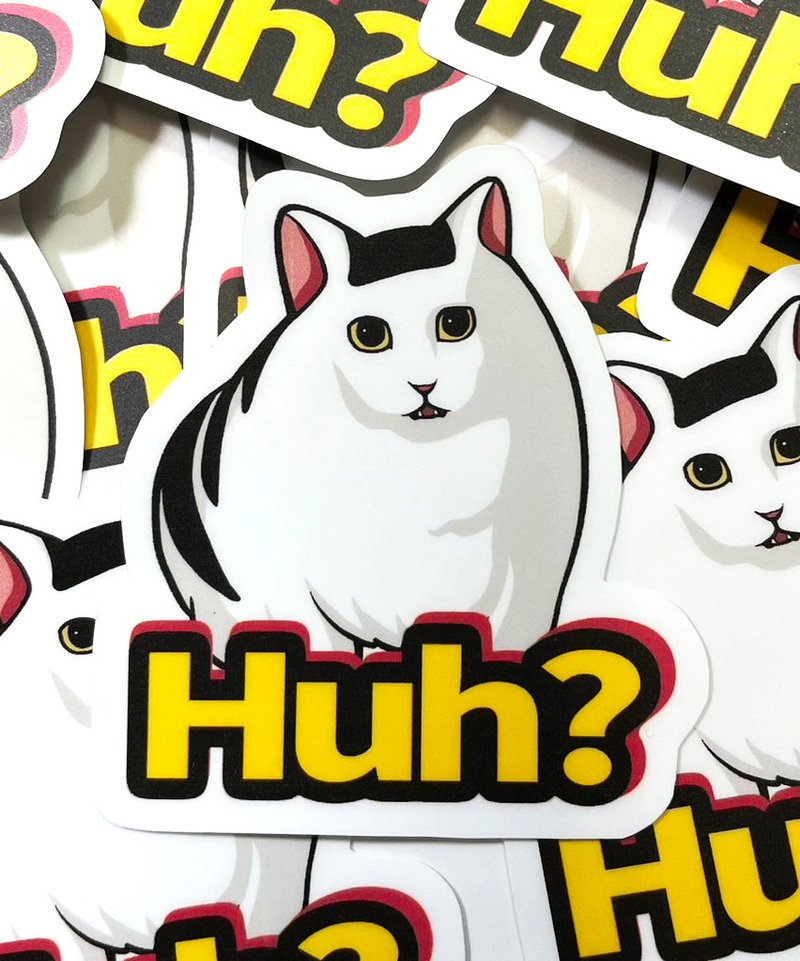 Meme Stickers Clam Cat Question Mark Stickers - Matte Thick Super Wear-Resistant Stickers - Stickers - Paper White