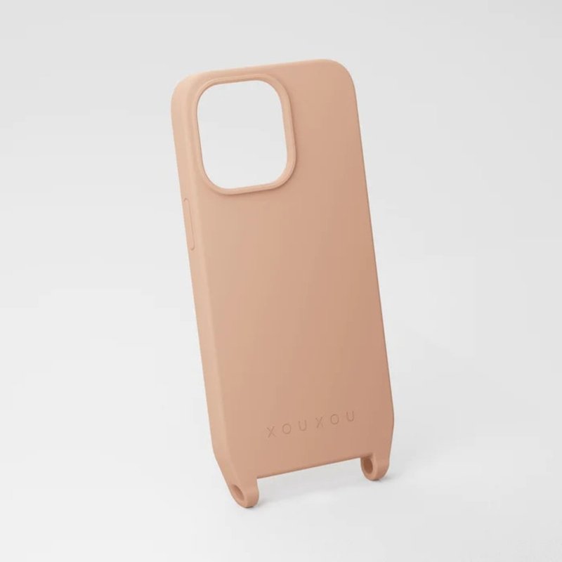 XOUXOU / FARBE掛繩款手機殼-淡粉色Powder Pink - 手機殼/手機套 - 矽膠 粉紅色