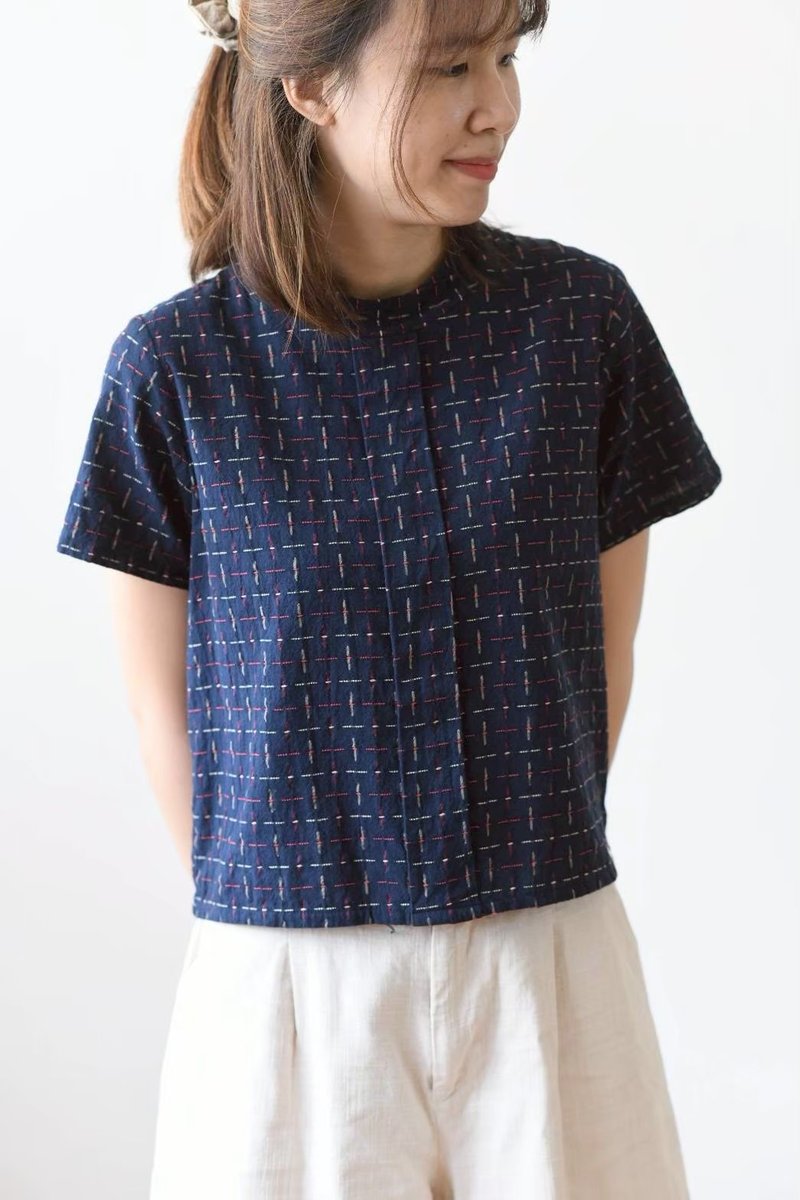Short sleeve cotton blouses - 女上衣/長袖上衣 - 棉．麻 