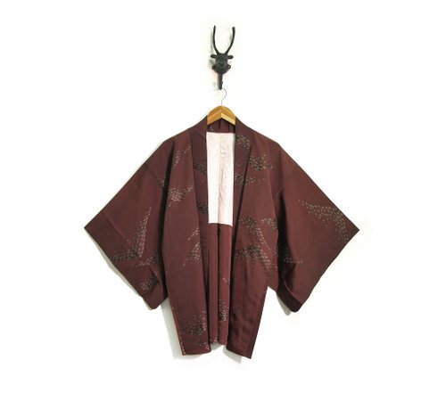 back to green:: 日本帶回正古著羽織 深色 混沌沼澤 vintage kimono