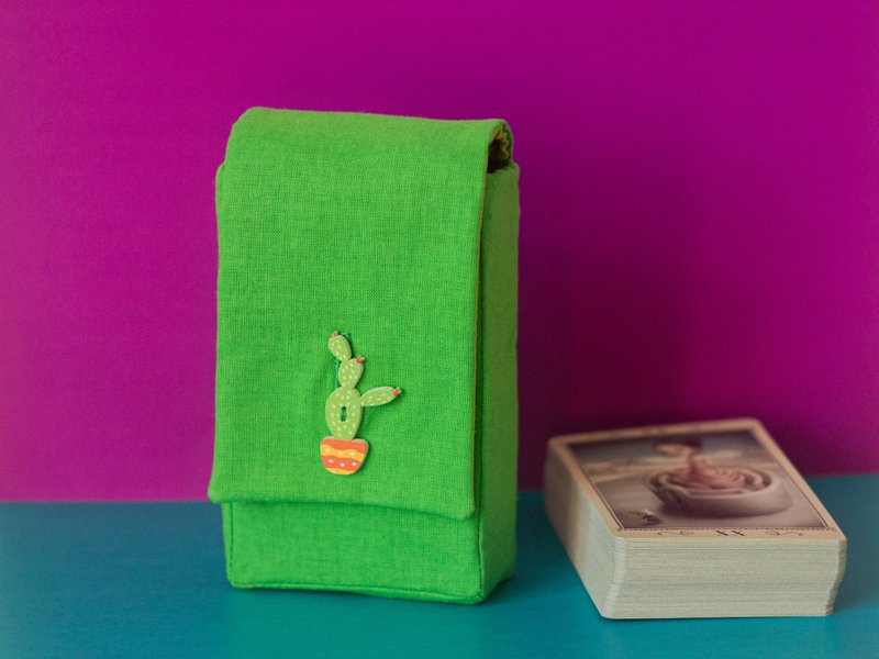 Green Cotton Tarot Cards Case Oracle Deck Pouch Tarot Deck Holder - 其他 - 棉．麻 綠色