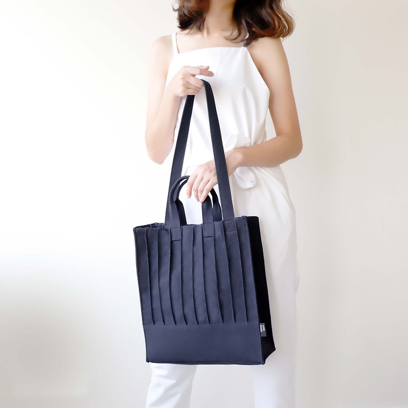 Navy Pleat Tote - Handbags & Totes - Other Materials Blue