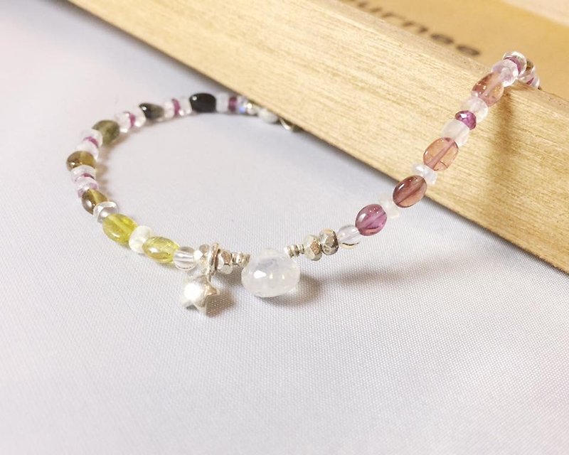 :: :: MH canteen custom sterling silver natural stone series _ Pluto (Tourmaline limit: 1) - Bracelets - Gemstone Multicolor