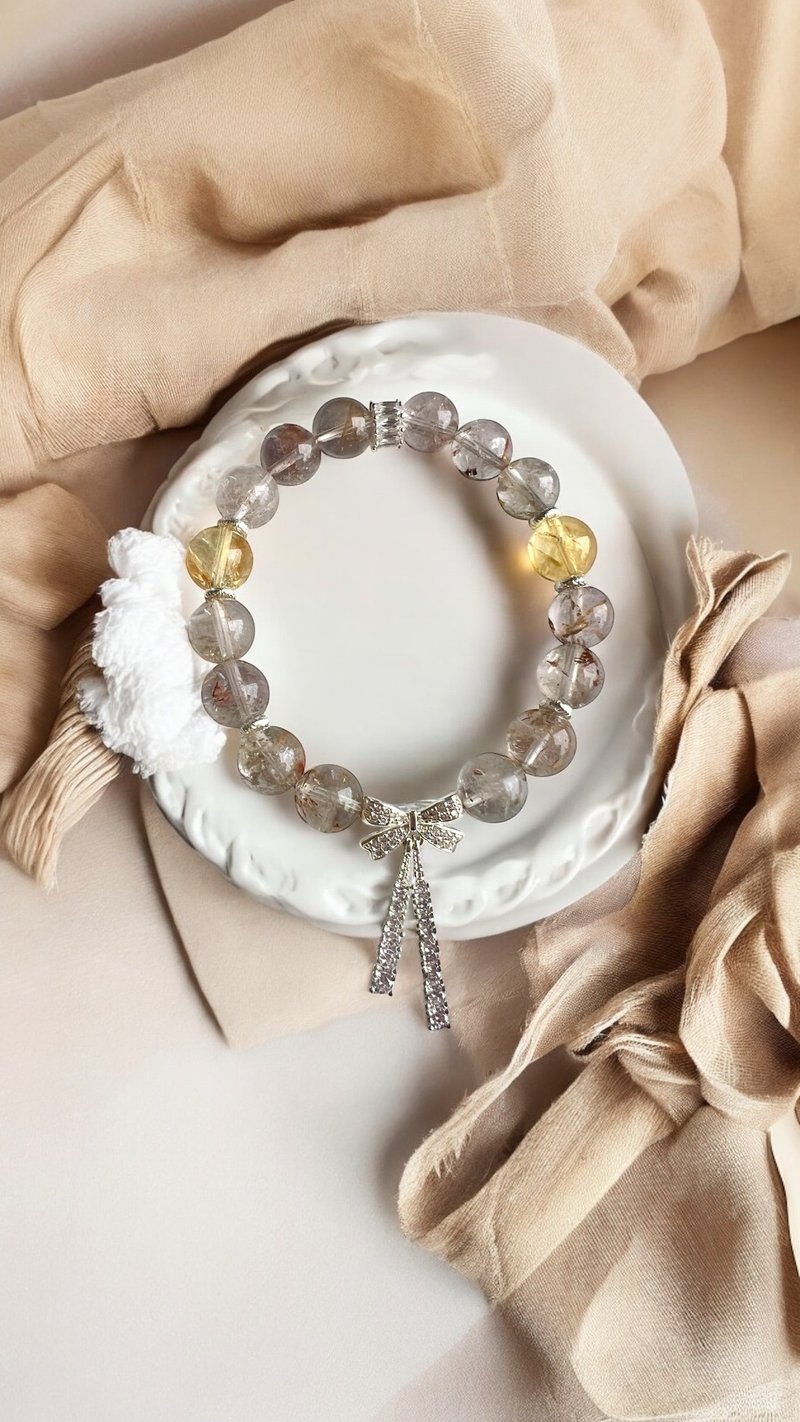 [Morning Light] Fortune Flower Ghost Citrine Crystal Bracelet - สร้อยข้อมือ - คริสตัล สีใส