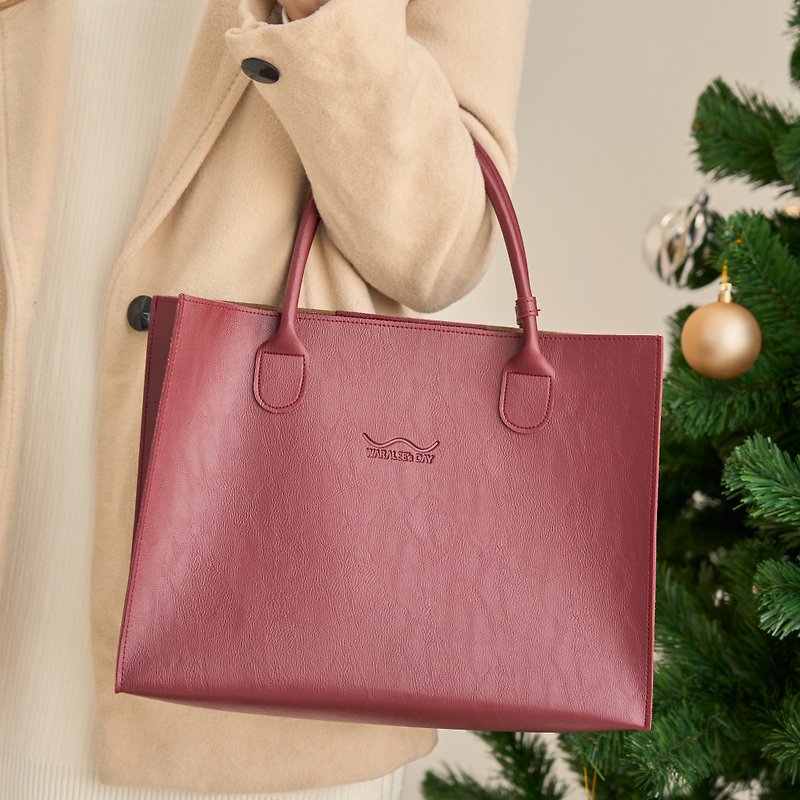 WARALEE's DAY | Tote Bag (RED WINE) - Handbags & Totes - Faux Leather Red